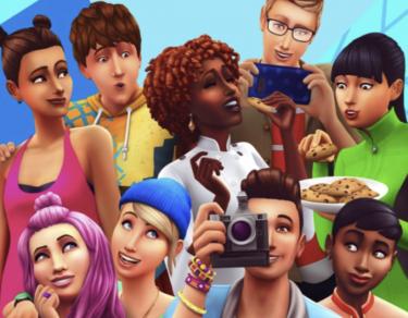 Several sims posing for a picture.