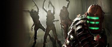 A banner showcasing a group of Necromorphs chasing Isaac Clarke from Dead Space