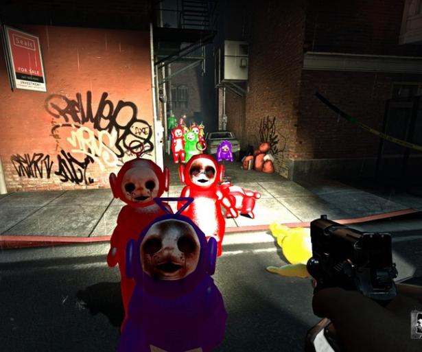 Experience the horror of Po's pursuit with the Left 4 Teletubbies 2 mod!