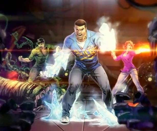 Heroes with various powers are fighting opponents